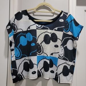 Peanuts by Schultz Snoopy Top Joe Cool Print Electropop